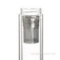 Doppelwandige Glasflasche mit Teebecher